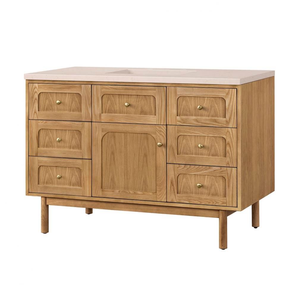 Laurent 48&apos;&apos; Single Vanity, Light Natural Oak w/ 3 CM Eternal Marfil Top