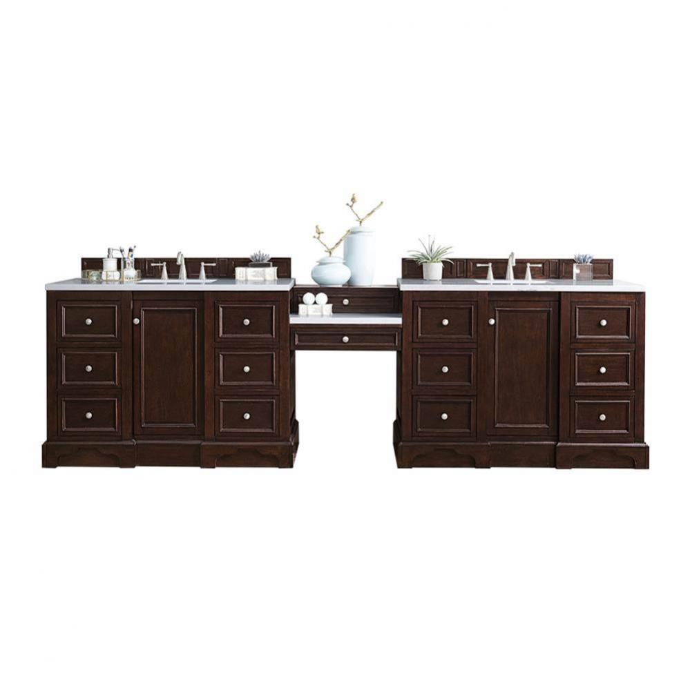 De Soto 118&apos;&apos; Double Vanity Set, Burnished Mahogany w/ 3 CM White Zeus Quartz Top