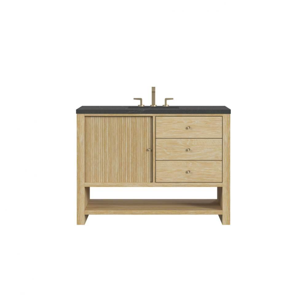 Marigot Single 48&apos;&apos; Single Vanity, Sunwashed Oak w/ 3 CM Charcoal Soapstone Quartz Top