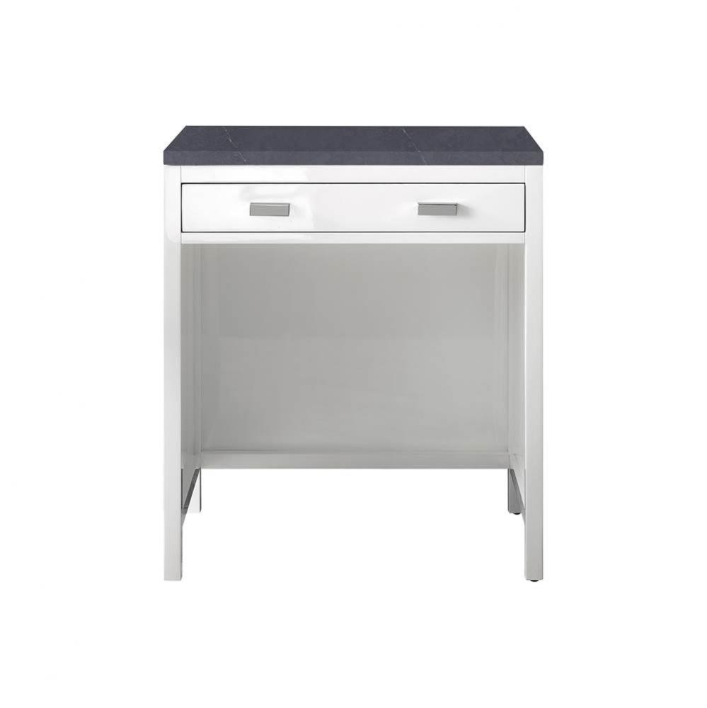 Addison 30&apos;&apos; Free-standing Countertop Unit (Makeup Counter), Glossy White w/ 3 CM Charco