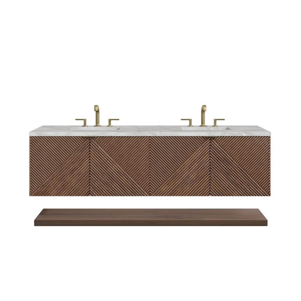 Marcello 72&apos;&apos; Double Vanity, Chestnut w/ 3 CM Victorian Silver Top