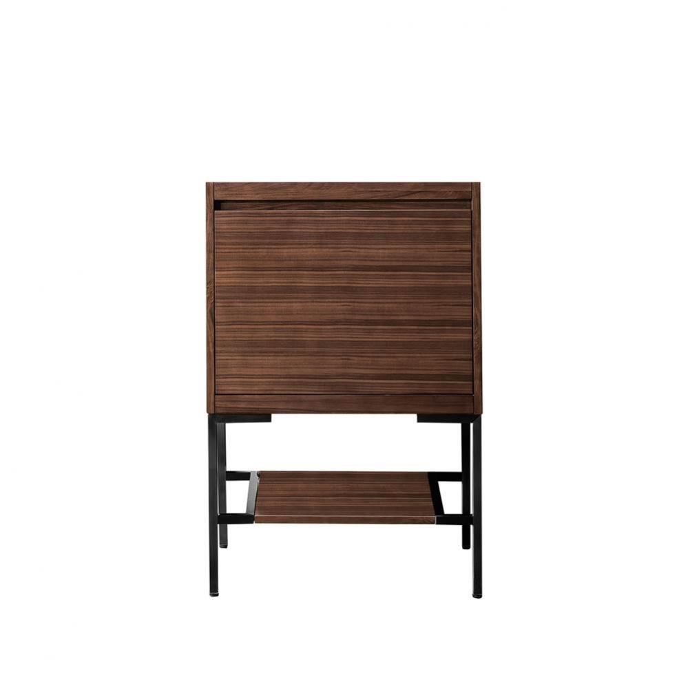 Mantova 23.6&apos;&apos; Single Vanity Cabinet, Mid-Century Walnut, Matte Black Base