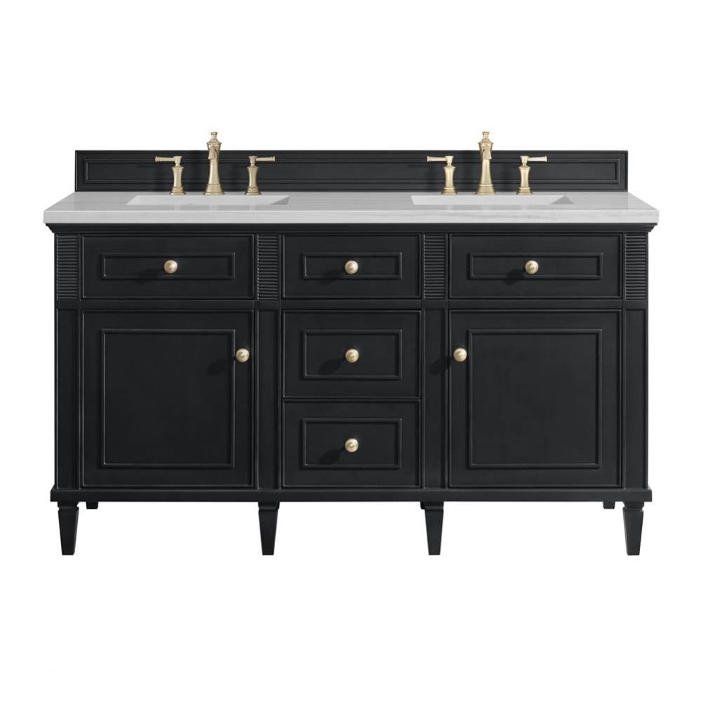 Lorelai 60&apos;&apos; Double Vanity, Black Onyx w/ 3 CM Arctic Fall Solid Surface Top