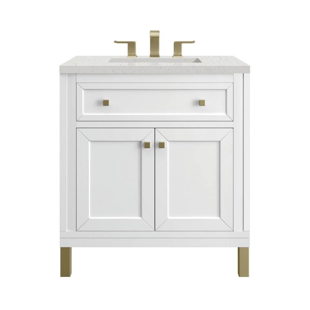 Chicago 30&apos;&apos; Single Vanity, Glossy White w/ 3 CM Lime Delight Top