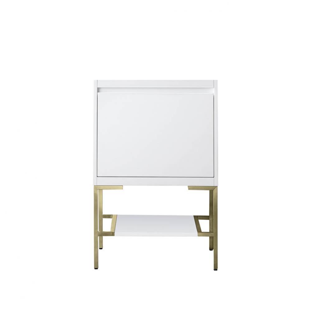 Mantova 23.6&apos;&apos; Single Vanity Cabinet, Glossy White, Champagne Brass Base