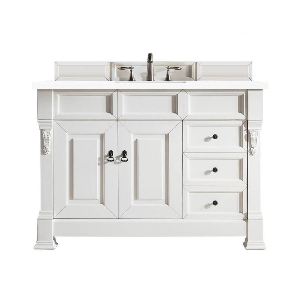 Brookfield 48&apos;&apos; Single Vanity, Bright White w/ 3 CM White Zeus Quartz Top