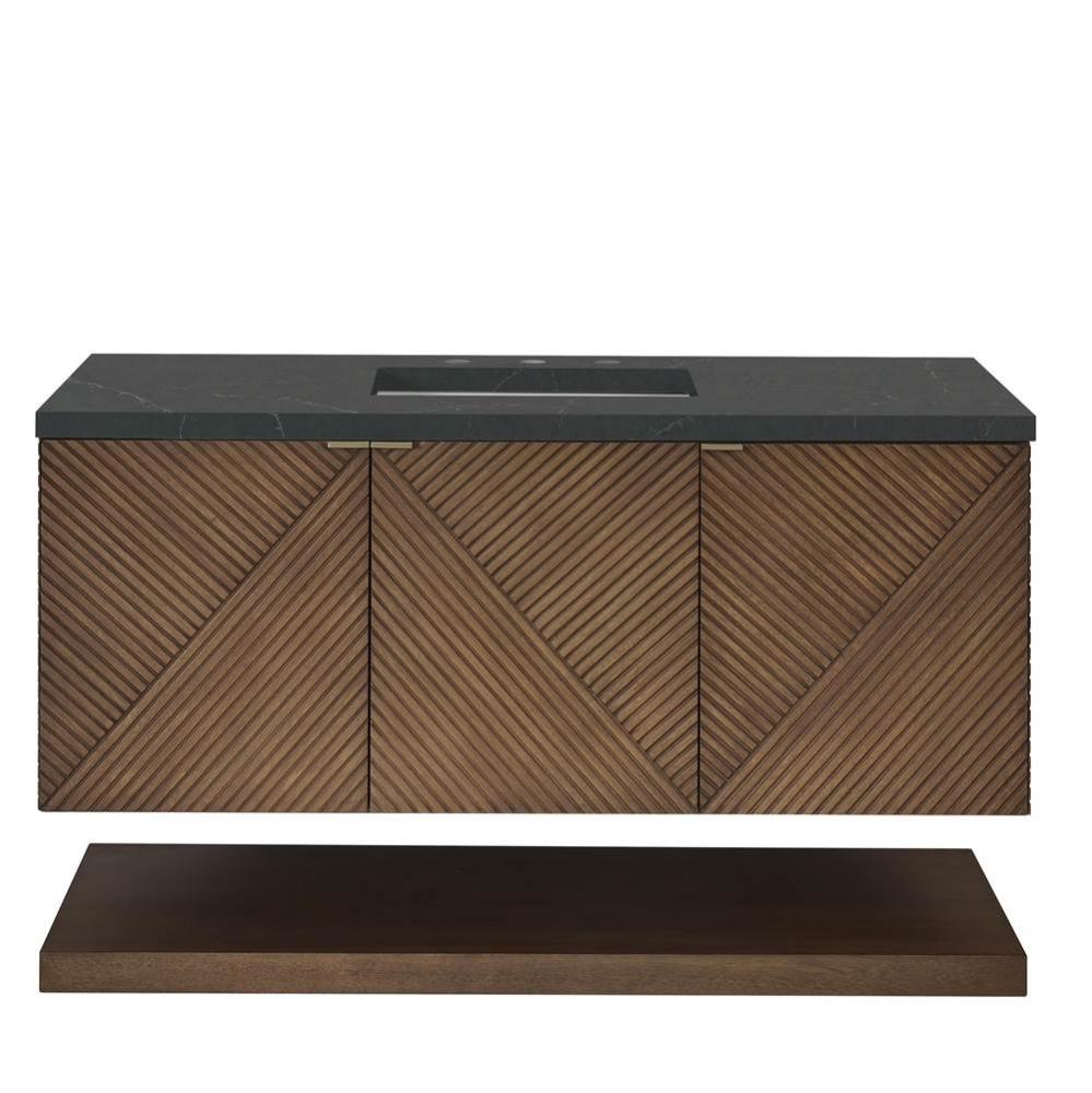 Marcello 48&apos;&apos; Single Vanity, Chestnut w/ 3 CM Charcoal Soapstone Quartz Top