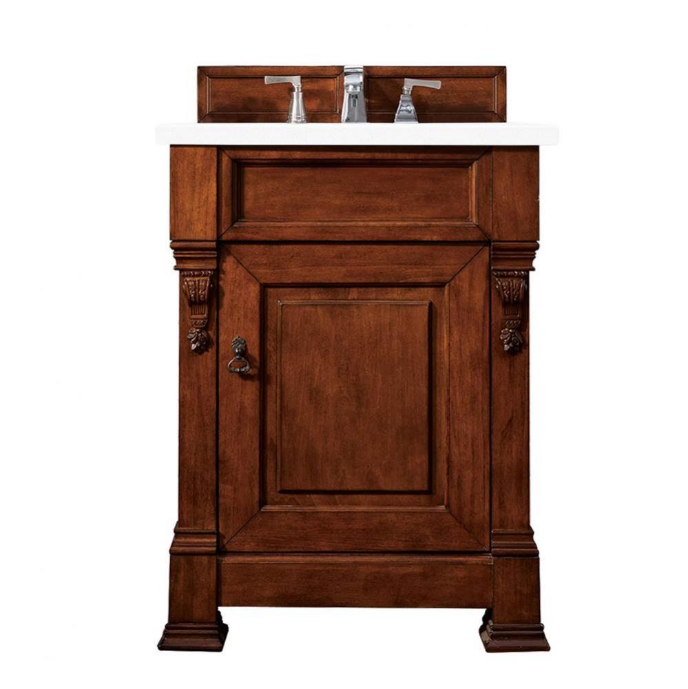 Brookfield 26&apos;&apos; Single Vanity, Warm Cherry w/ 3 CM White Zeus Quartz Top