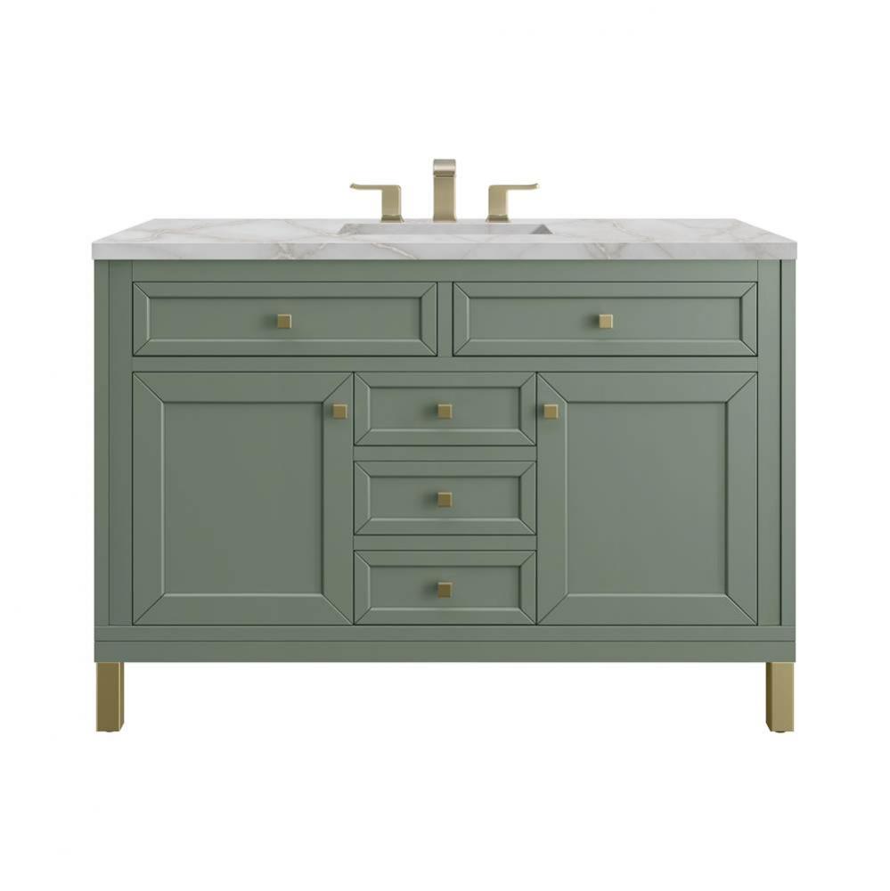 Chicago 48&apos;&apos; Single Vanity, Smokey Celadon w/ 3 CM Victorian Silver Top