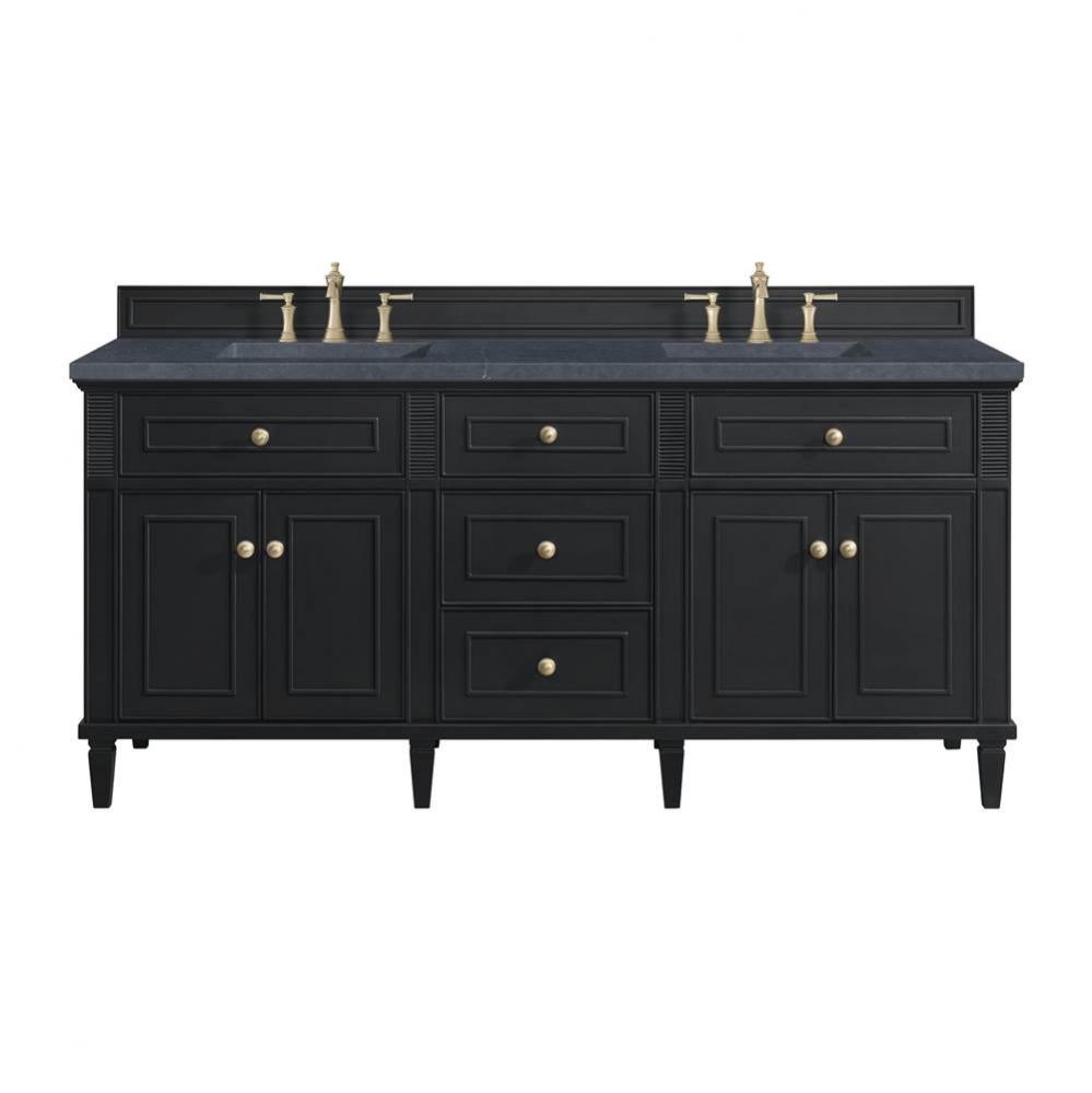 Lorelai 72&apos;&apos; Double Vanity, Black Onyx w/ 3 CM Charcoal Soapstone Quartz Top