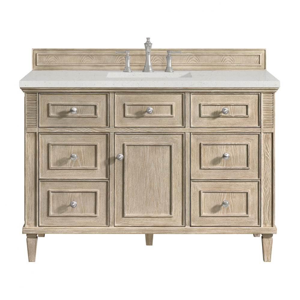 Lorelai 48&apos;&apos; Single Vanity, Whitewashed Oak w/ 3 CM Lime Delight Quartz Top