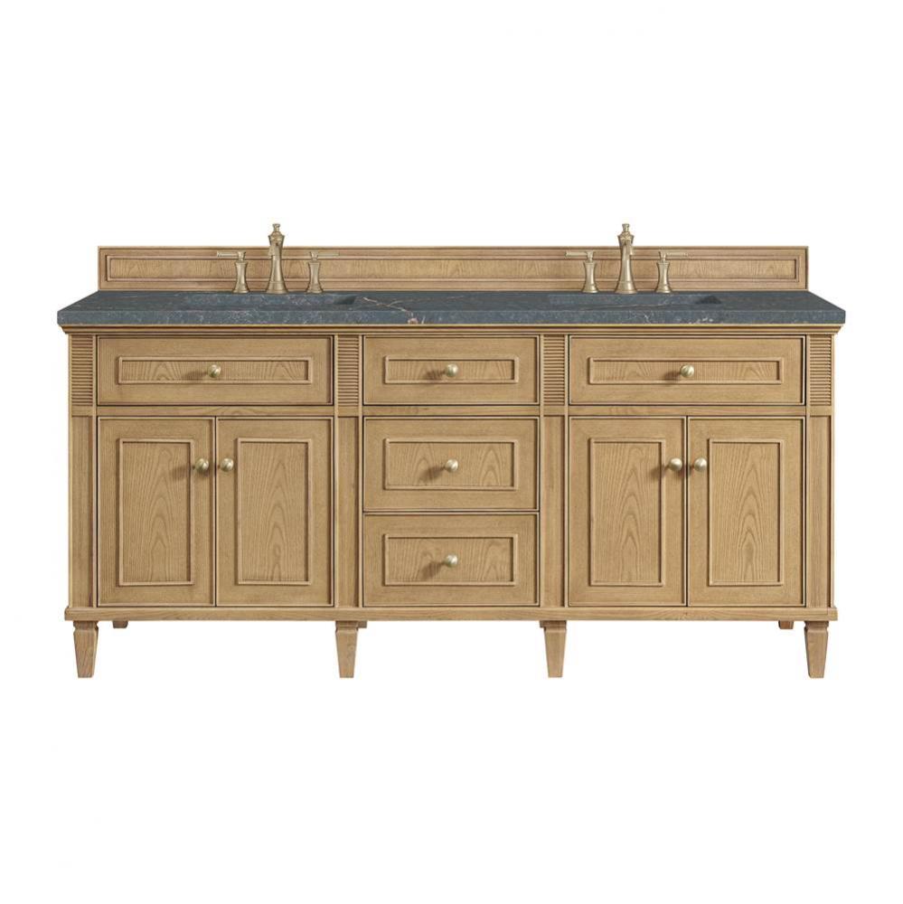 Lorelai 72&apos;&apos; Double Vanity, Light Natural Oak w/ 3 CM Parisien Blue Quartz Top