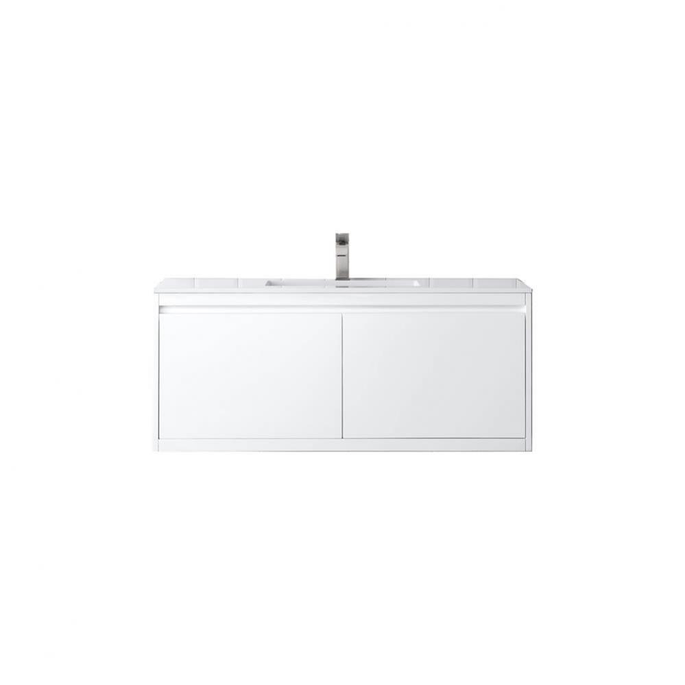 Mantova 47.3&apos;&apos; Single Vanity, Glossy White w/ Glossy White Composite Stone Top