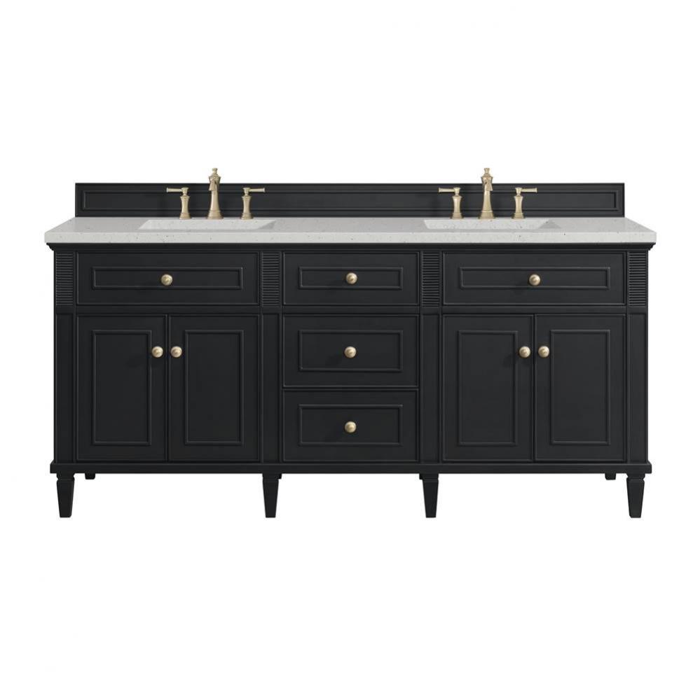 Lorelai 72&apos;&apos; Double Vanity, Black Onyx w/ 3 CM Lime Delight Quartz Top