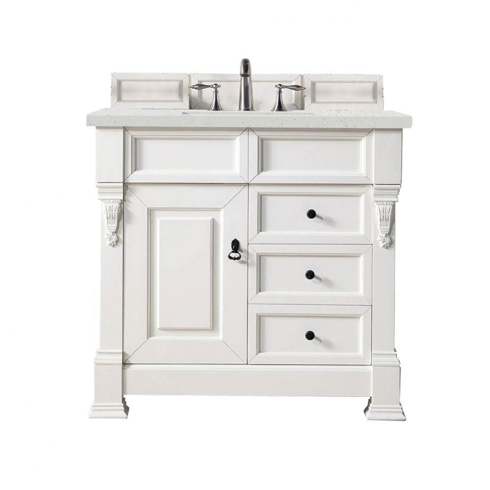 Brookfield 36&apos;&apos; Single Vanity, Bright White w/ 3 CM Lime Delight Quartz Top