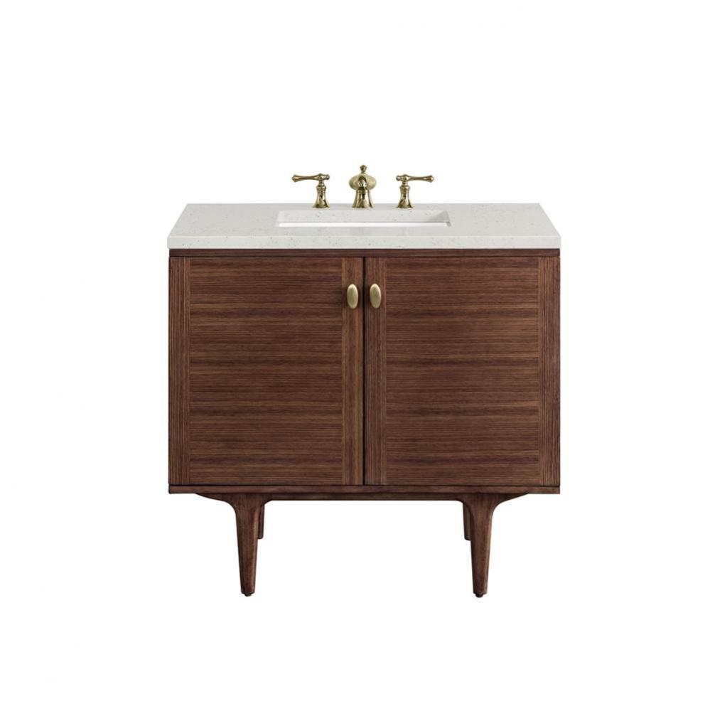 Amberly 36&apos;&apos; Single Vanity, Mid-Century Walnut w/ 3 CM Lime Delight Top