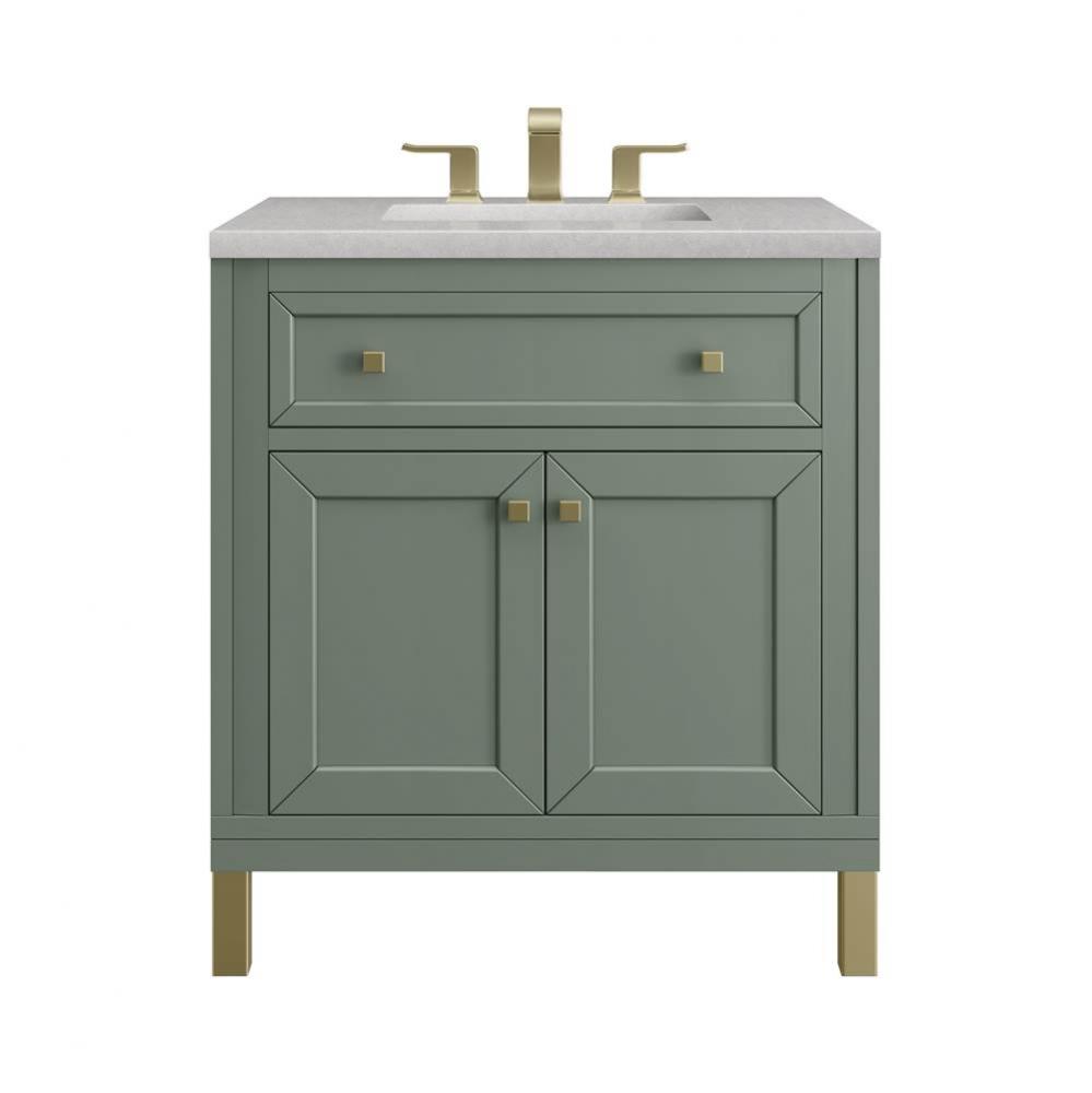 Chicago 30&apos;&apos; Single Vanity, Smokey Celadon w/ 3 CM Eternal Serena Top