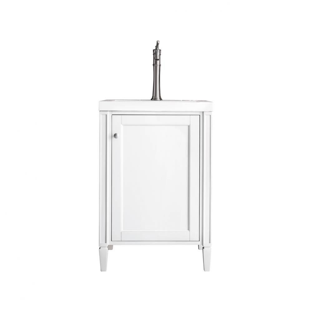 Britannia 24&apos;&apos; Single Vanity Cabinet, Glossy White w/ White Glossy Composite Countertop