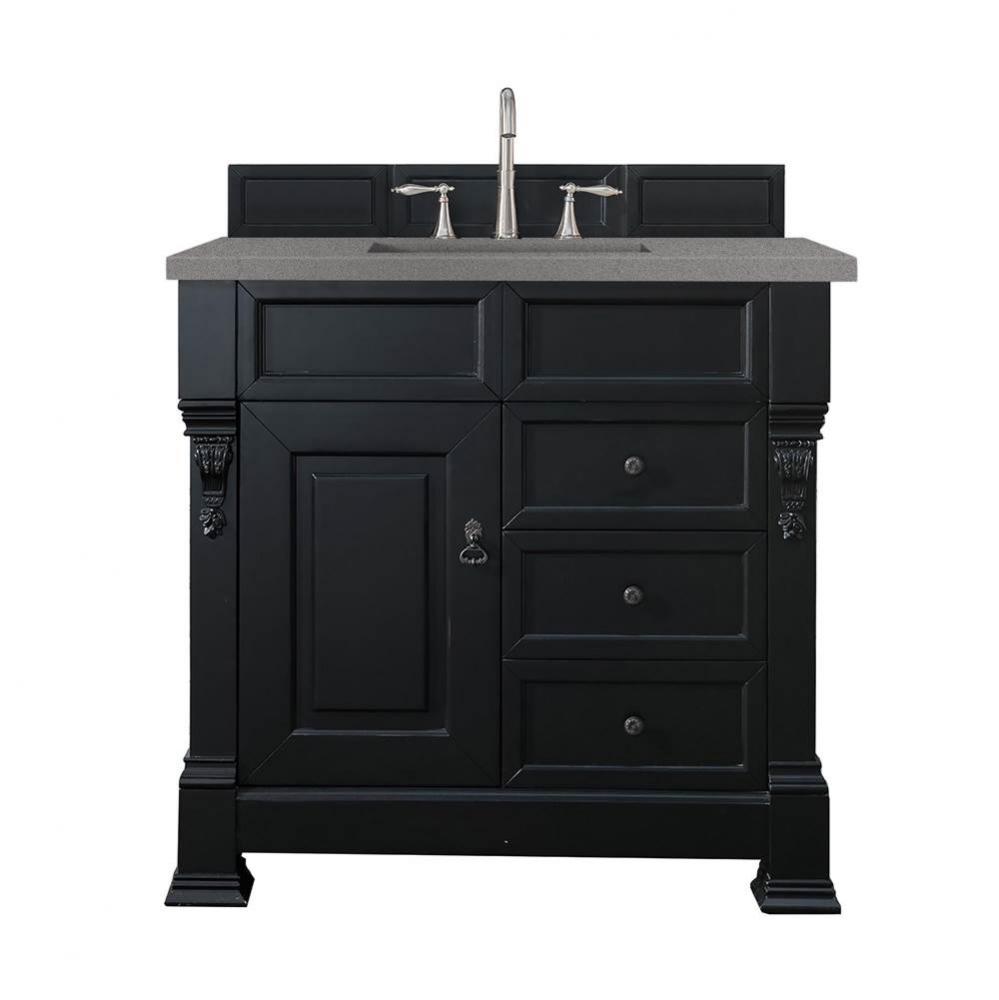 Brookfield 36&apos;&apos; Single Vanity, Antique Black w/ 3 CM Grey Expo Quartz Top