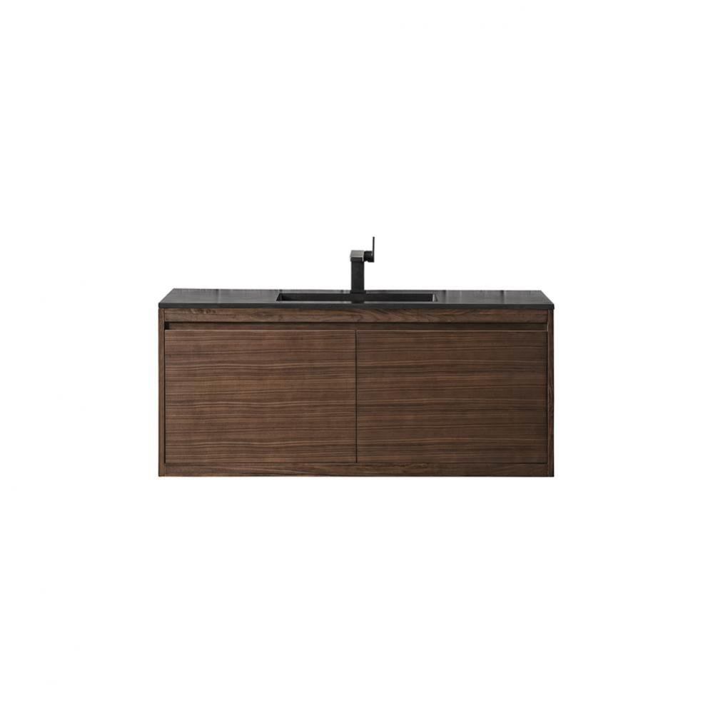 Mantova 47.3&apos;&apos; Single Vanity, Mid-Century Walnut w/ Charcoal Black Composite Stone Top