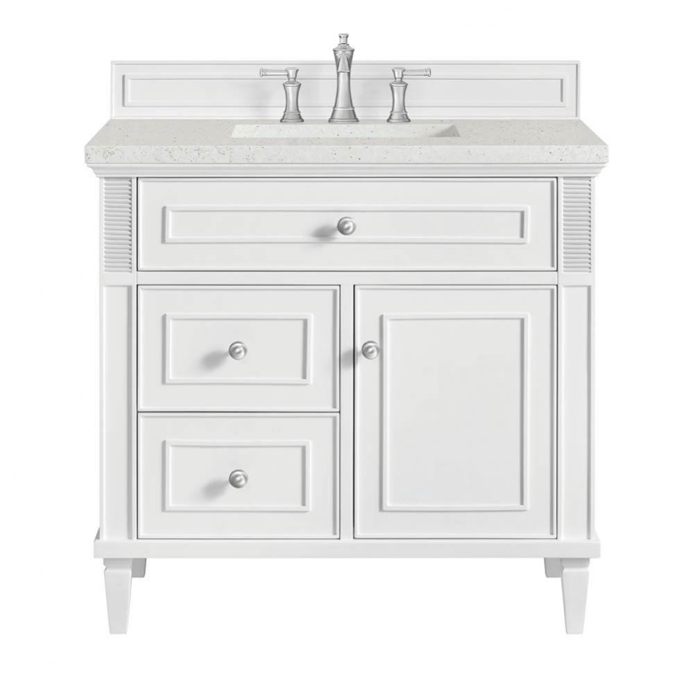 Lorelai 36&apos;&apos; Single Vanity, Bright White w/ 3 CM Lime Delight Quartz Top