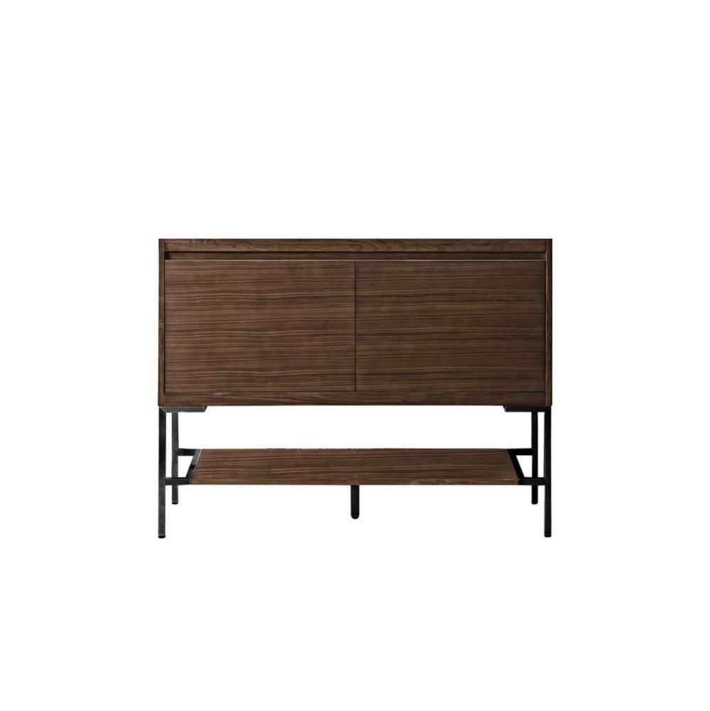 Mantova 47.3&apos;&apos; Single Vanity Cabinet, Mid-Century Walnut, Matte Black Base