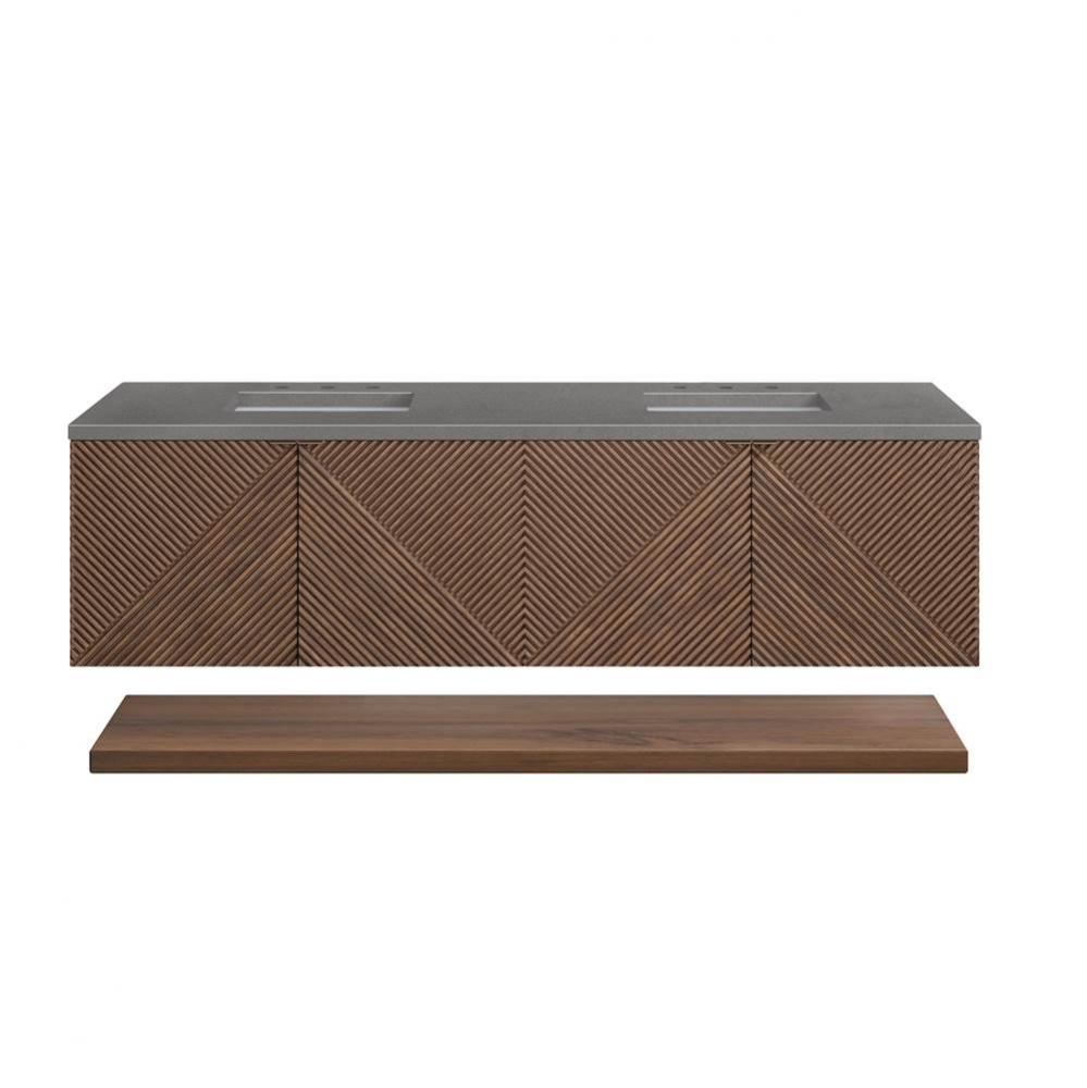 Marcello 72&apos;&apos; Double Vanity, Chestnut w/ 3 CM Grey Expo Top