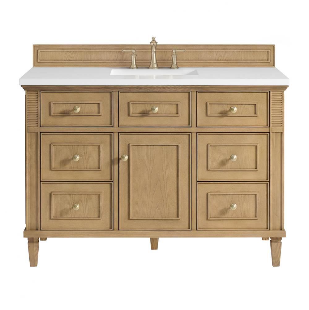 Lorelai 48&apos;&apos; Single Vanity, Light Natural Oak w/ 3 CM White Zeus Quartz Top