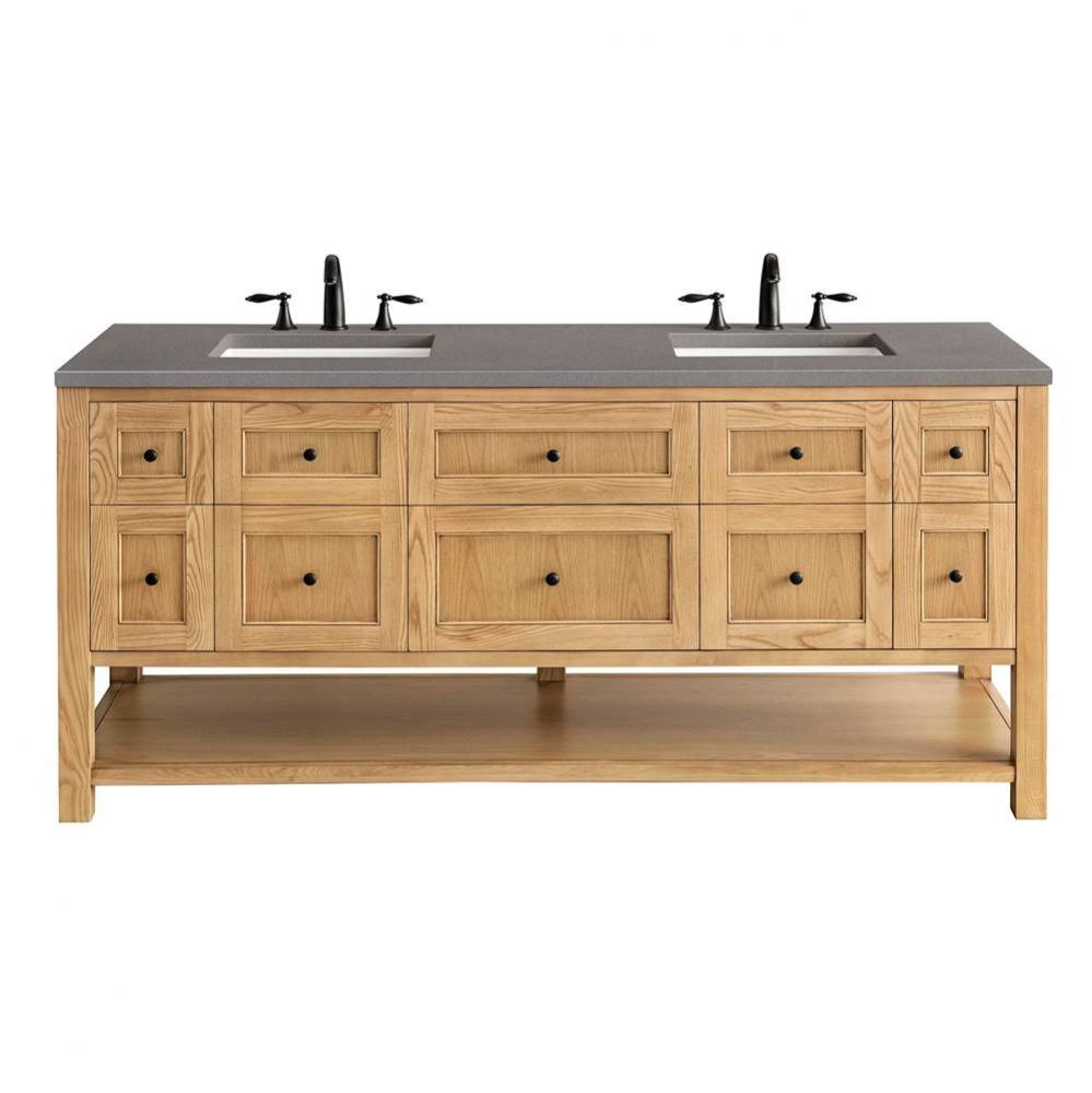 Breckenridge 72&apos;&apos; Double Vanity, Light Natural Oak w/ 3 CM Grey Expo Top