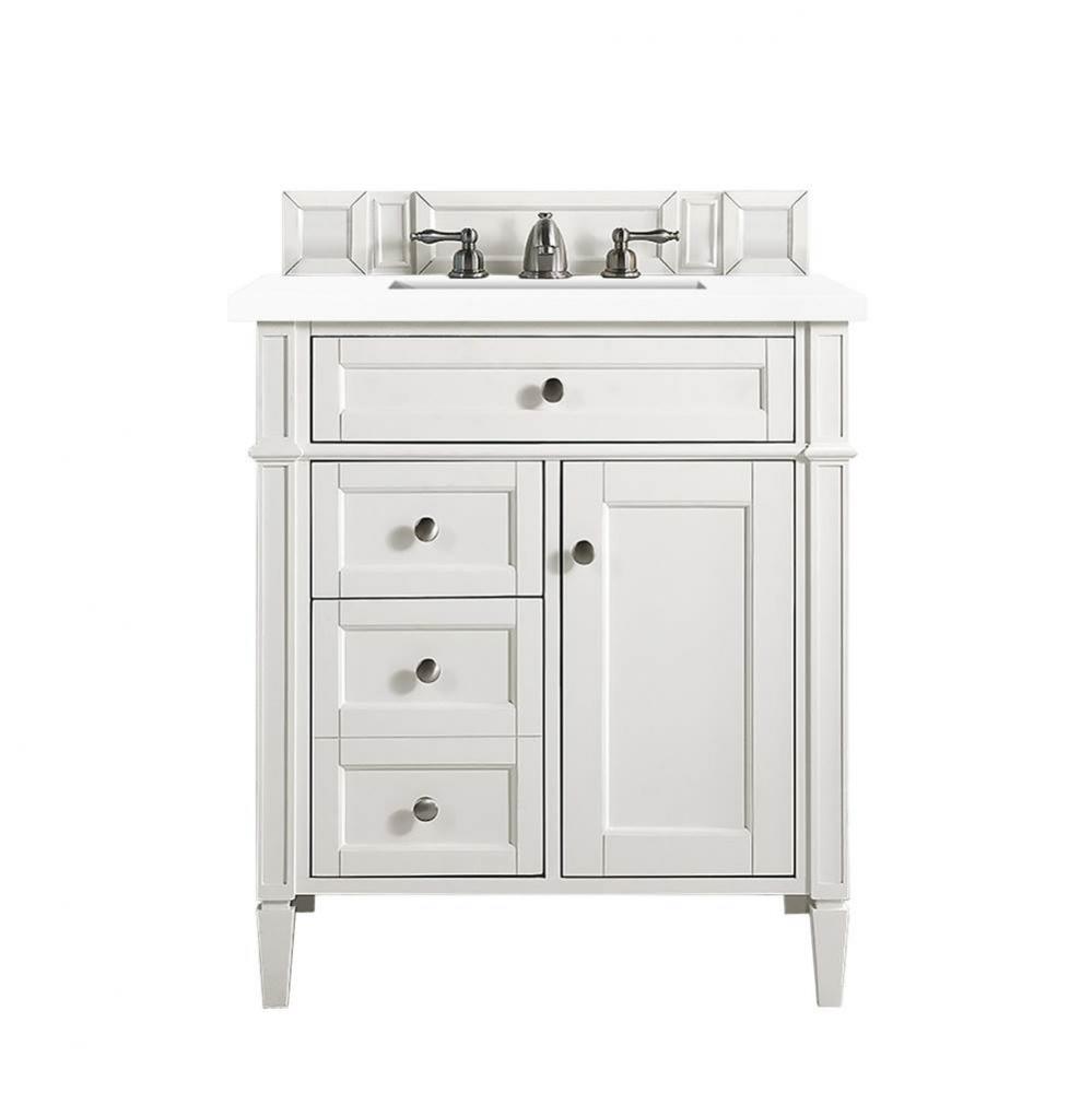 Brittany 30&apos;&apos; Single Vanity, Bright White, w/ 3 CM White Zeus Quartz Top