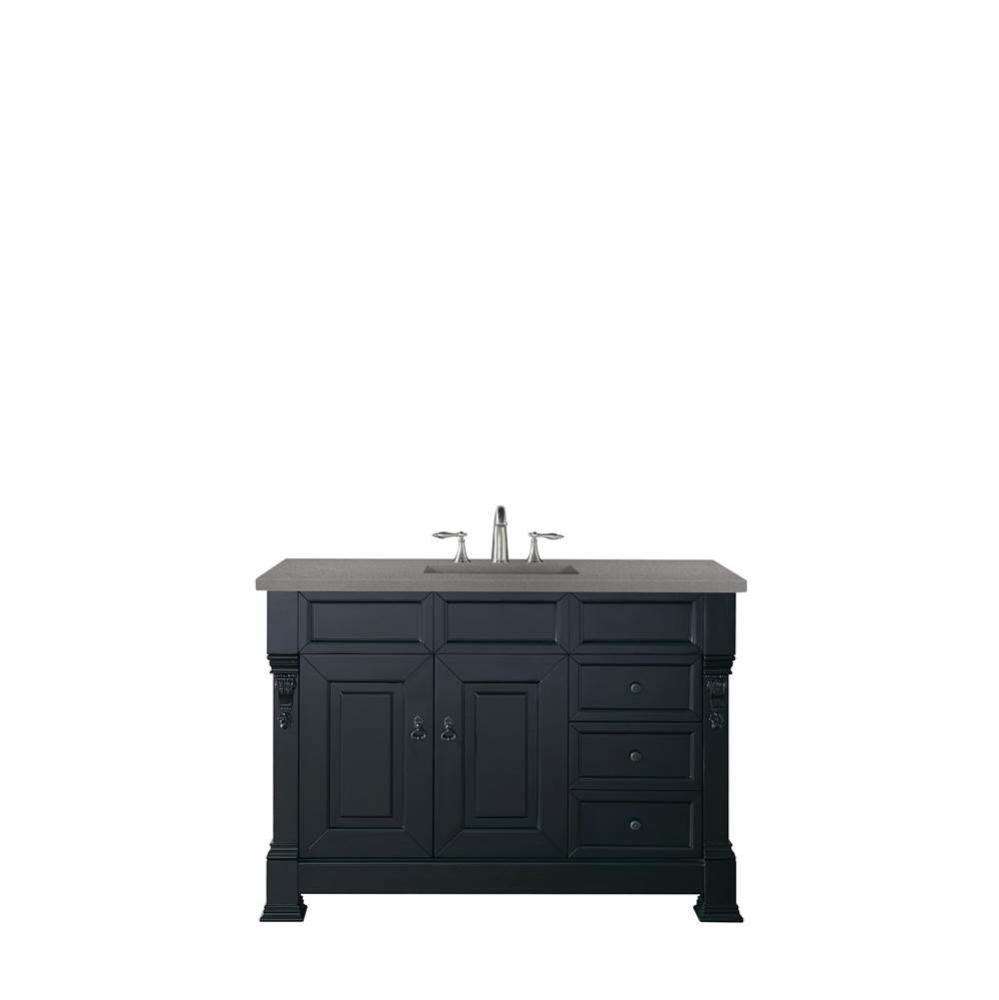 Brookfield 48&apos;&apos; Single Vanity, Antique Black w/ 3 CM Grey Expo Quartz Top