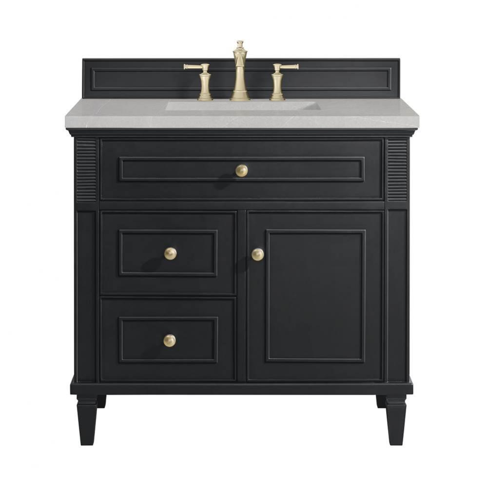 Lorelai 36&apos;&apos; Single Vanity, Black Onyx w/ 3 CM Eternal Serena Quartz Top