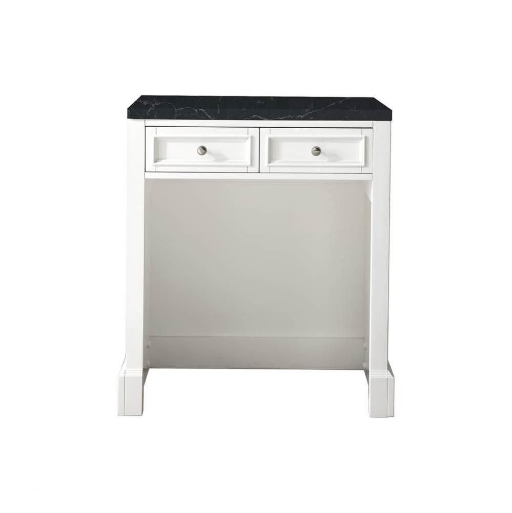 De Soto 30&apos;&apos;  Countertop  Unit (makeup counter), Bright White w/ 3 CM Charcoal Soapstone