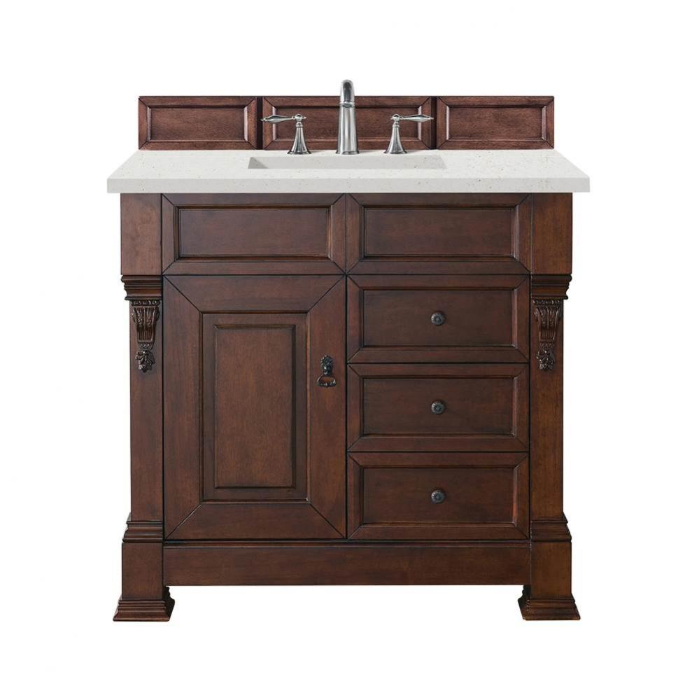 Brookfield 36&apos;&apos; Single Vanity, Warm Cherry w/ 3 CM Lime Delight Quartz Top