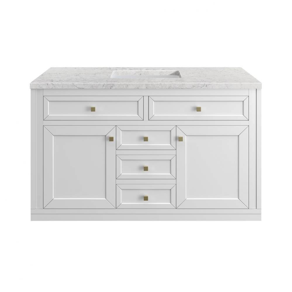 Chicago 48&apos;&apos; Single Vanity, Glossy White w/ 3 CM Eternal Jasmine Pearl Top