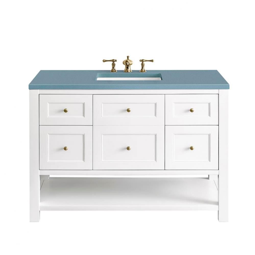 Breckenridge 48&apos;&apos; Single Vanity, Bright White w/ 3 CM Cala Blue Top