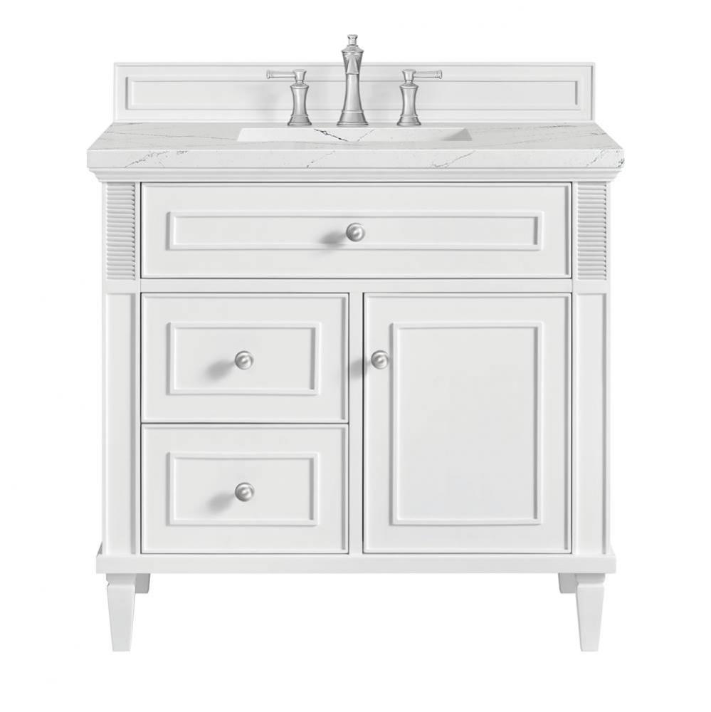 Lorelai 36&apos;&apos; Single Vanity, Bright White w/ 3 CM Ethereal Noctis Quartz Top