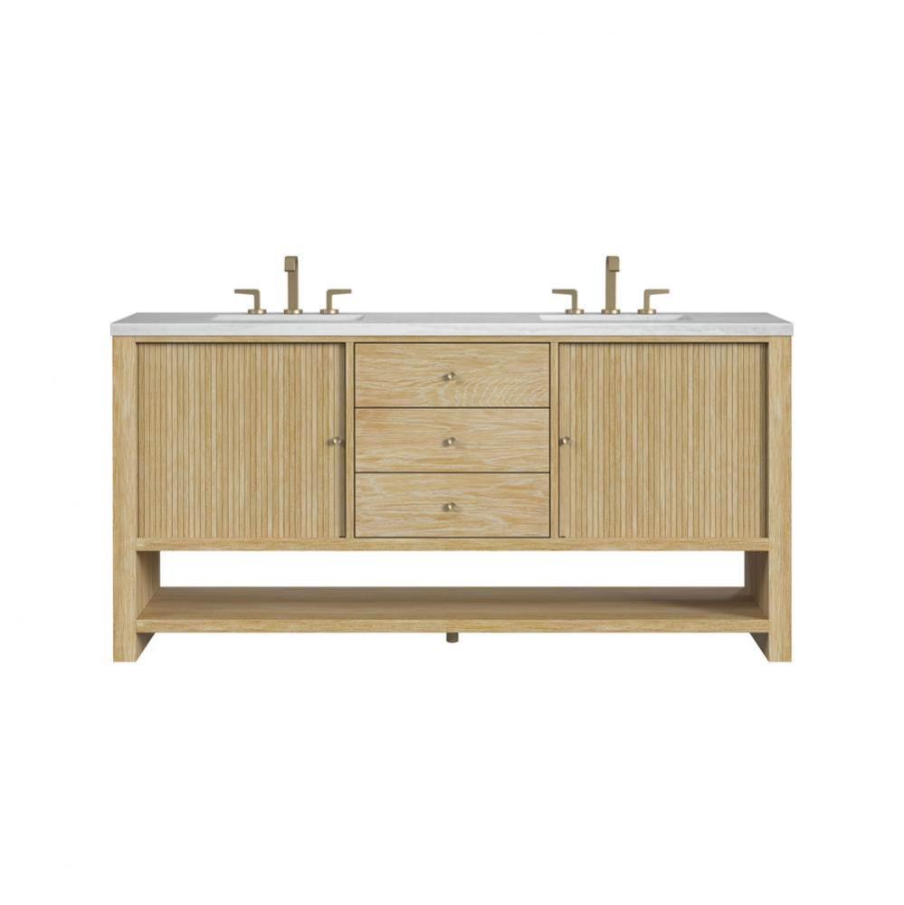 Marigot Single 72&apos;&apos; Double Vanity, Sunwashed Oak w/ 3 CM Arctic Fall Solid Surface Top