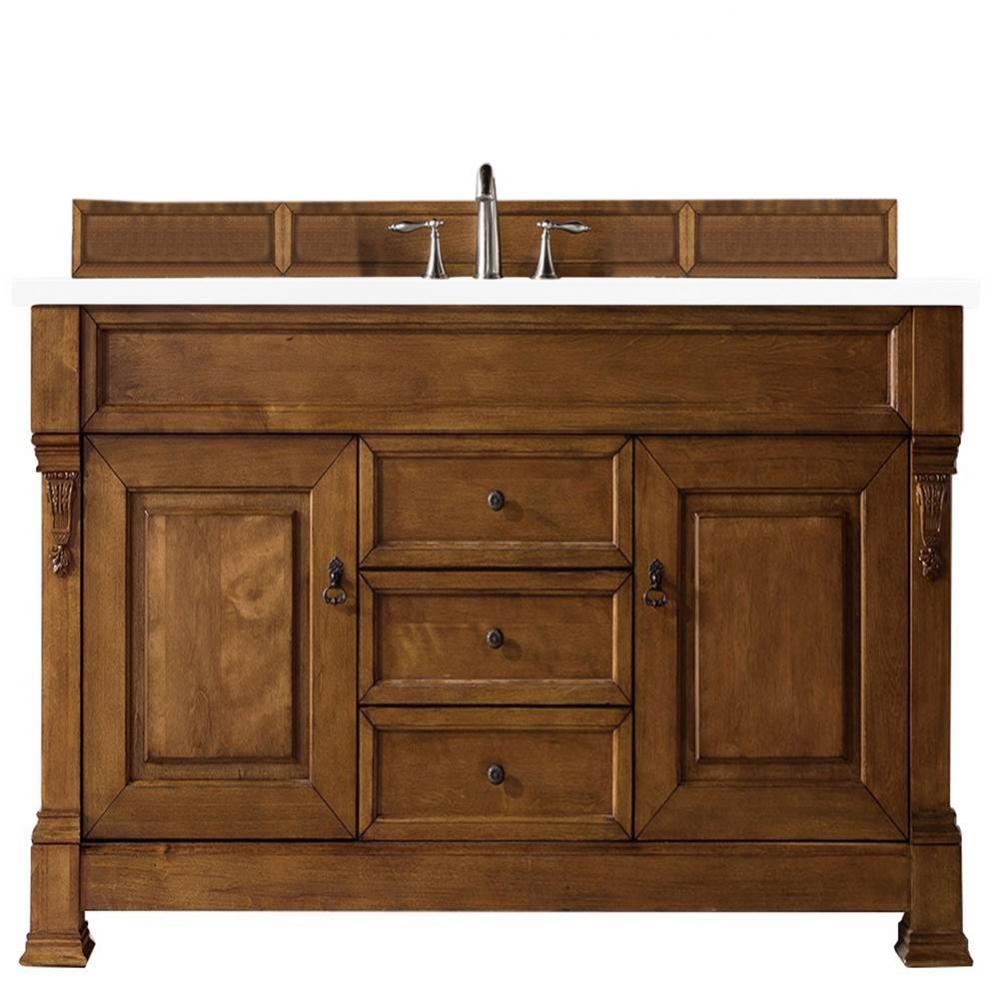 Brookfield 60&apos;&apos; Single Vanity, Country Oak w/ 3 CM White Zeus Quartz Top