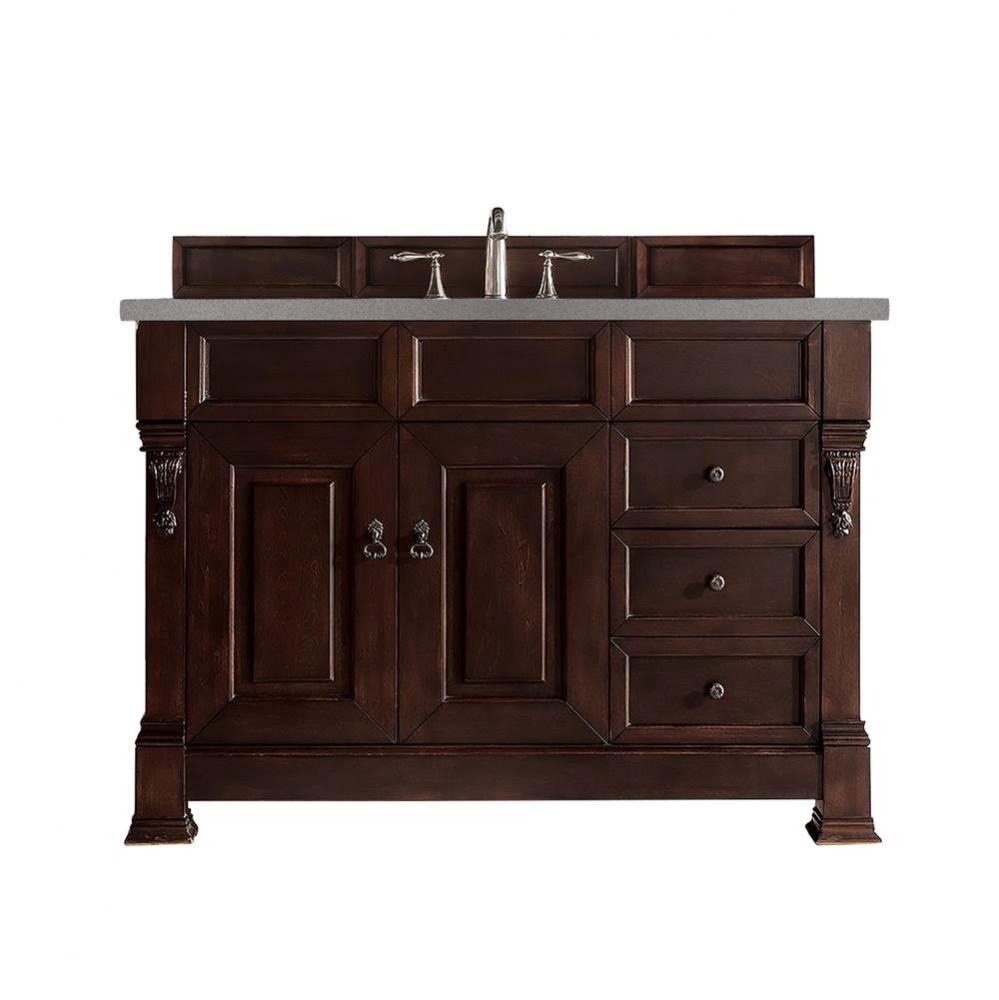 Brookfield 48&apos;&apos; Single Vanity, Burnished Mahogany w/ 3 CM Grey Expo Quartz Top