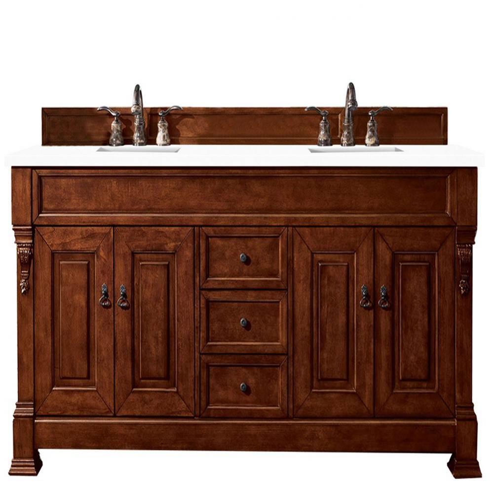 Brookfield 72&apos;&apos; Double Vanity, Warm Cherry w/ 3 CM White Zeus Quartz Top