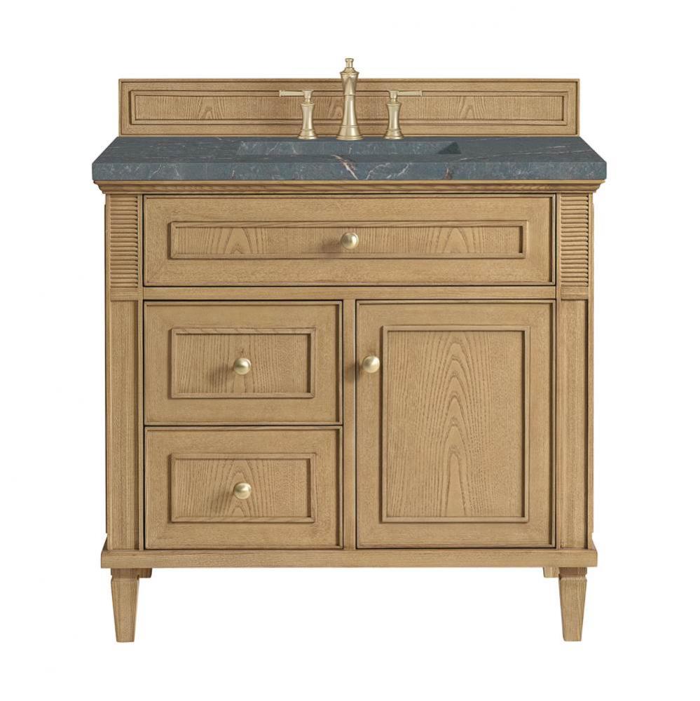 Lorelai 36&apos;&apos; Single Vanity, Light Natural Oak w/ 3 CM Parisien Blue Quartz Top