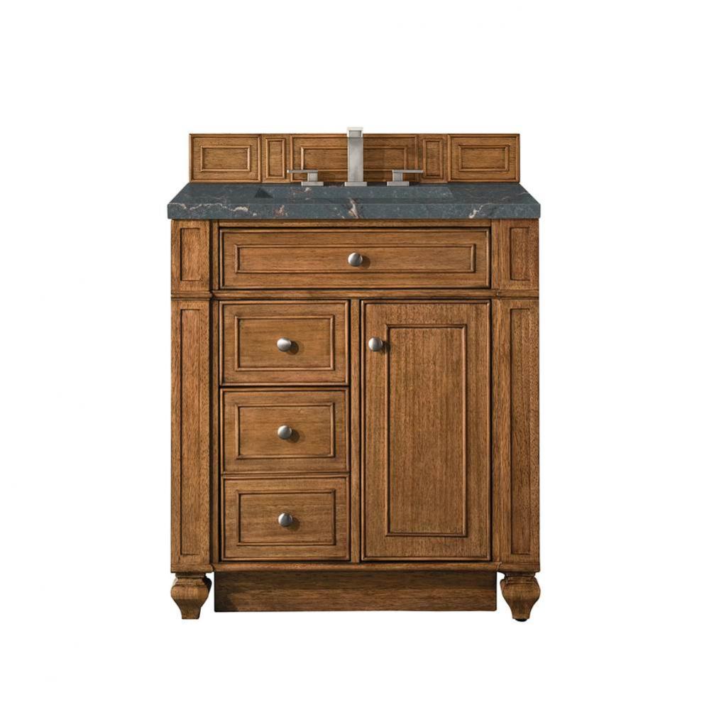 Bristol 30&apos;&apos; Single Vanity, Saddle Brown w/ 3 CM Parisien Bleu Quartz Top