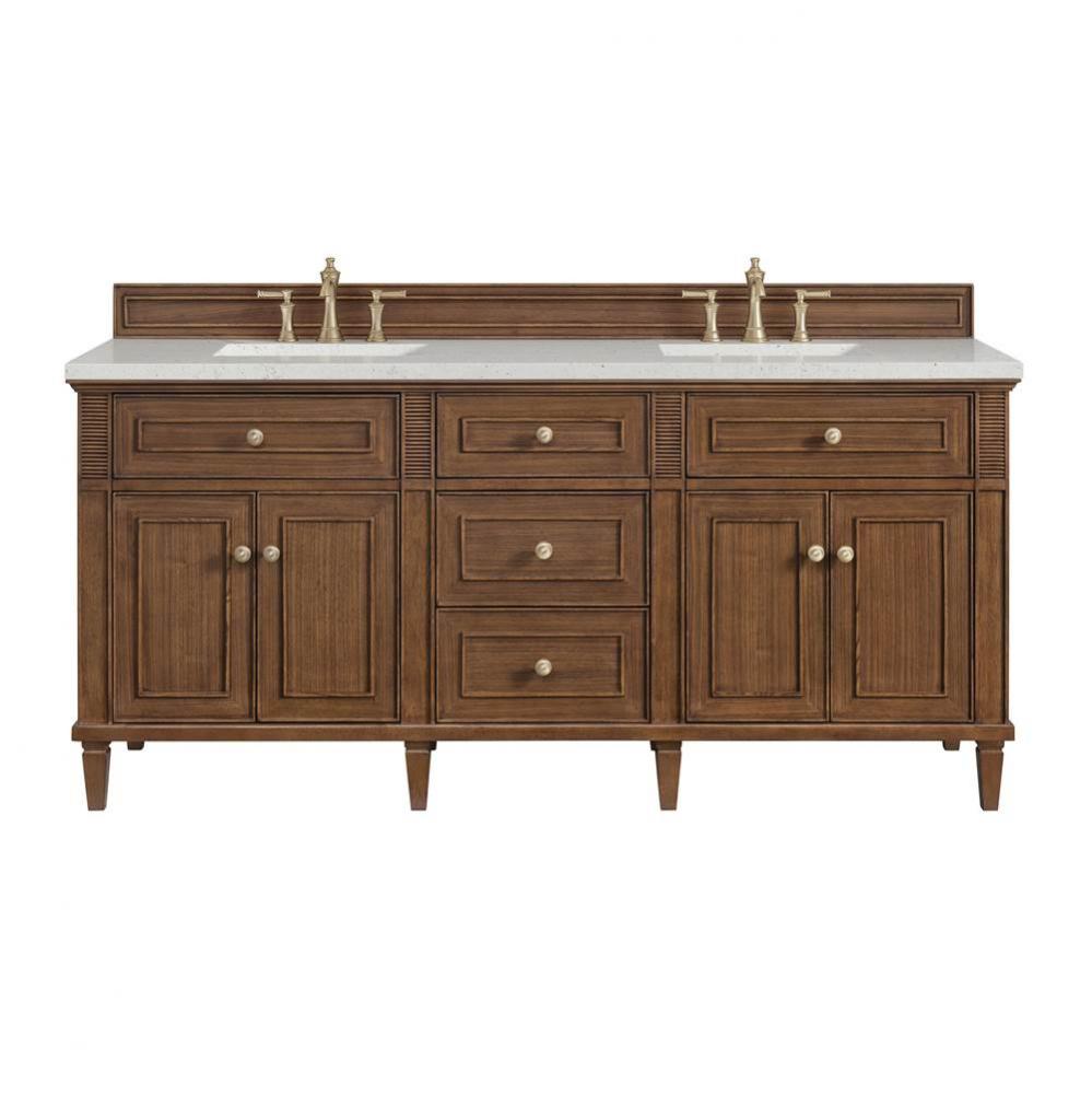 Lorelai 72&apos;&apos;Double Vanity, Mid-Century Walnut w/ 3 CM Lime Delight Quartz Top