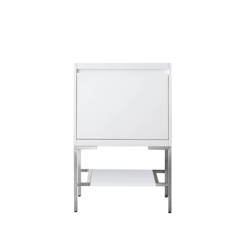 Mantova 23.6&apos;&apos; Single Vanity Cabinet, Glossy White, Brushed Nickel Base