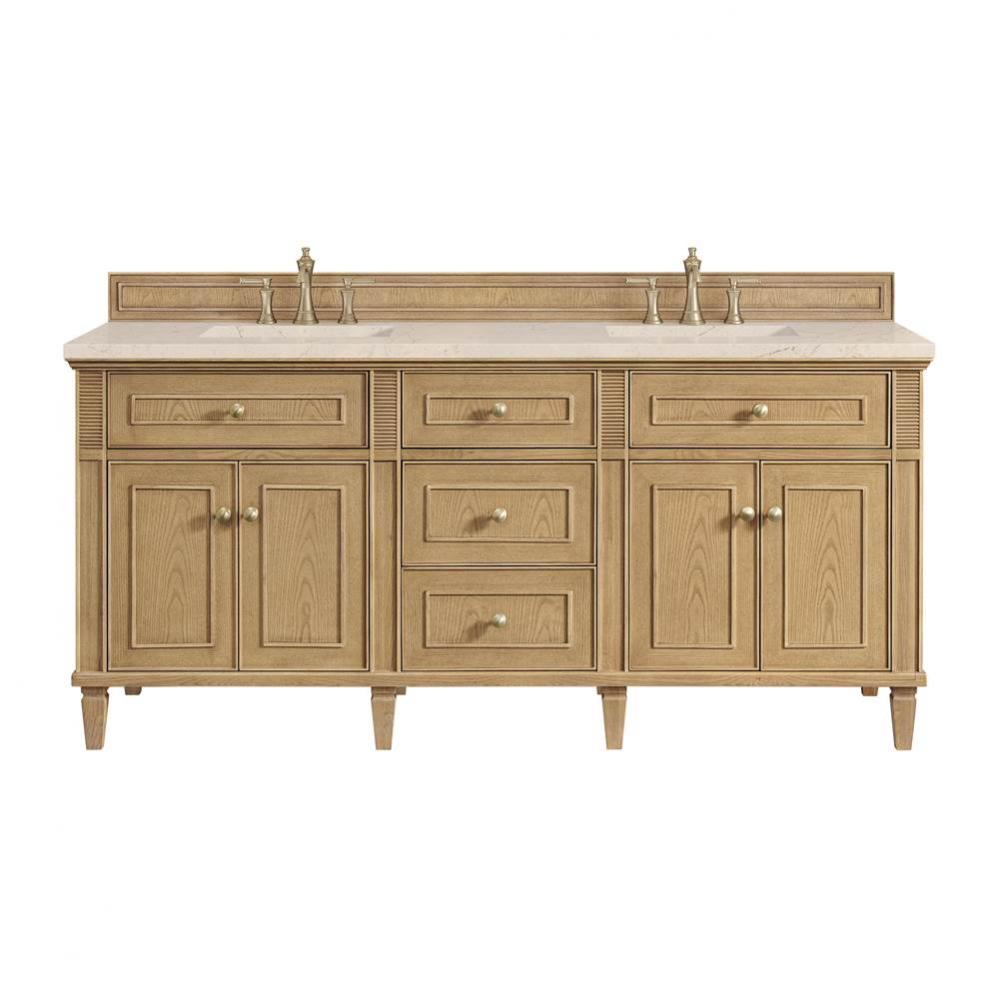 Lorelai 72&apos;&apos; Double Vanity, Light Natural Oak w/ 3 CM Eternal Marfil Quartz Top