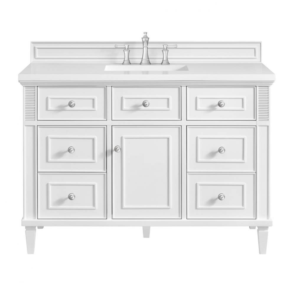 Lorelai 48&apos;&apos; Single Vanity, Bright White w/ 3 CM White Zeus Quartz Top