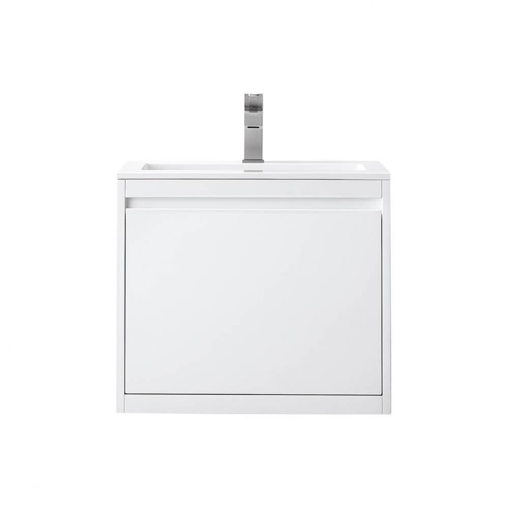 Mantova 23.6&apos;&apos; Single Vanity, Glossy White w/ Glossy White Composite Stone Top