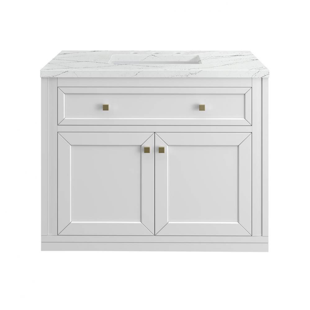 Chicago 36&apos;&apos; Single Vanity, Glossy White w/ 3 CM Ethereal Noctis Top