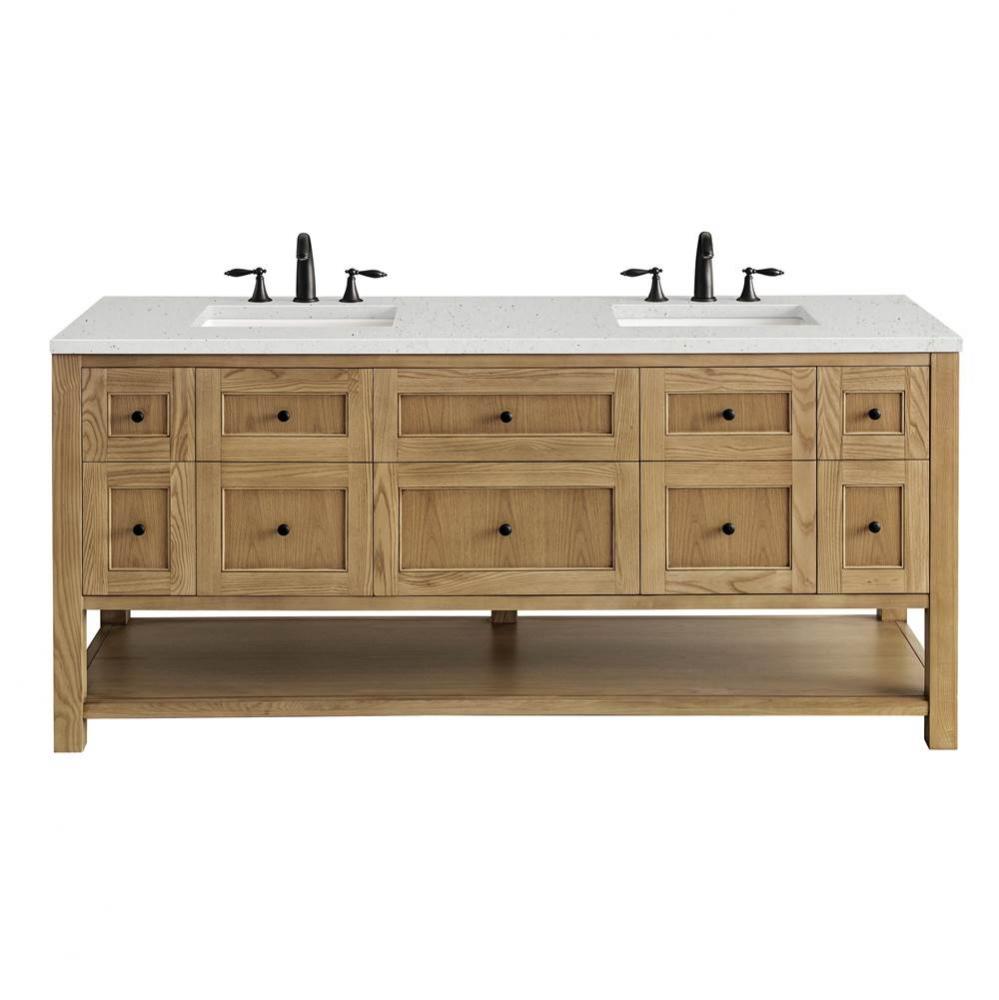 Breckenridge 72&apos;&apos; Double Vanity, Light Natural Oak w/ 3 CM Lime Delight Top